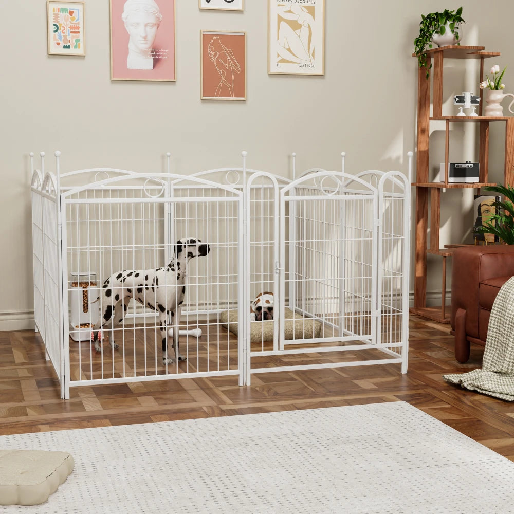 Dog Playpen Indoor 32 inch 8 Panels Metal Dog Pen Pet Dog Fence Outdoor Exercise Pen with Doors, Heavy Duty Dog Fence Puppy Pen