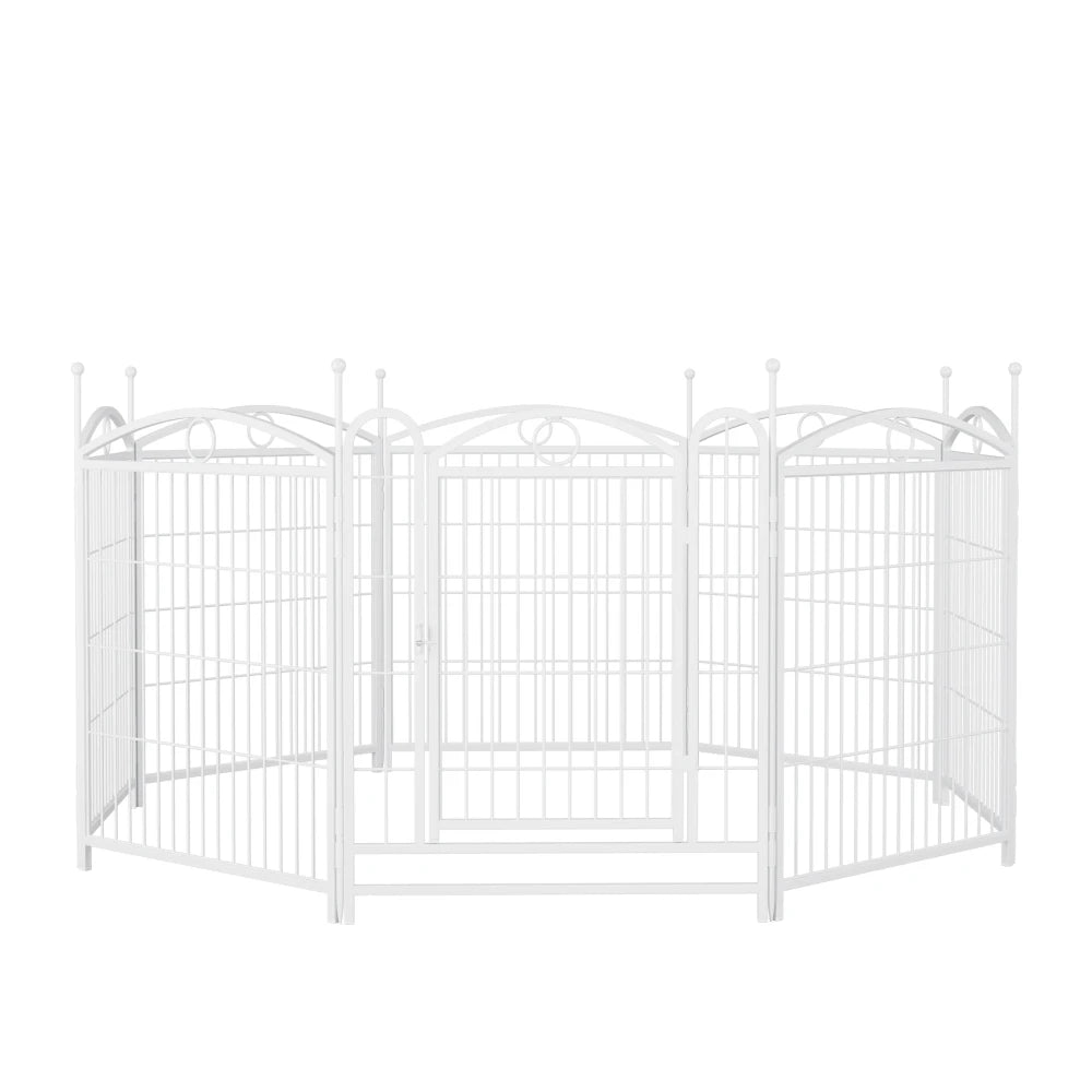 Dog Playpen Indoor 32 inch 8 Panels Metal Dog Pen Pet Dog Fence Outdoor Exercise Pen with Doors, Heavy Duty Dog Fence Puppy Pen