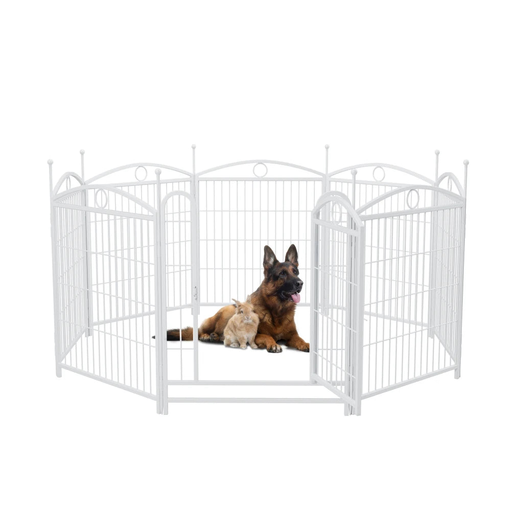 Dog Playpen Indoor 32 inch 8 Panels Metal Dog Pen Pet Dog Fence Outdoor Exercise Pen with Doors, Heavy Duty Dog Fence Puppy Pen