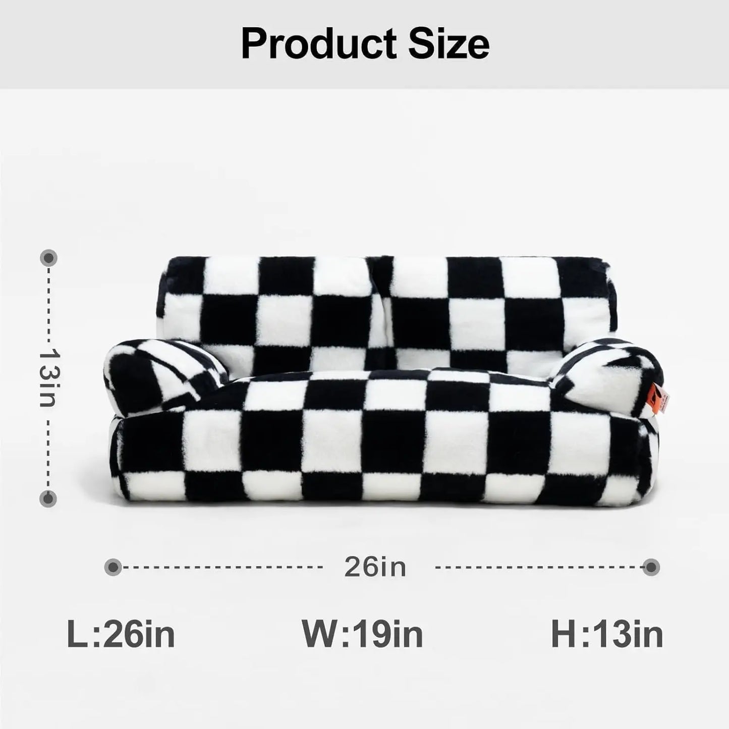 Pet Couch Bed 26×19×13 Inch Washable Cat Beds for Medium Small Dogs Cat up to 25 lbs Fluffy Cat Couch Black White