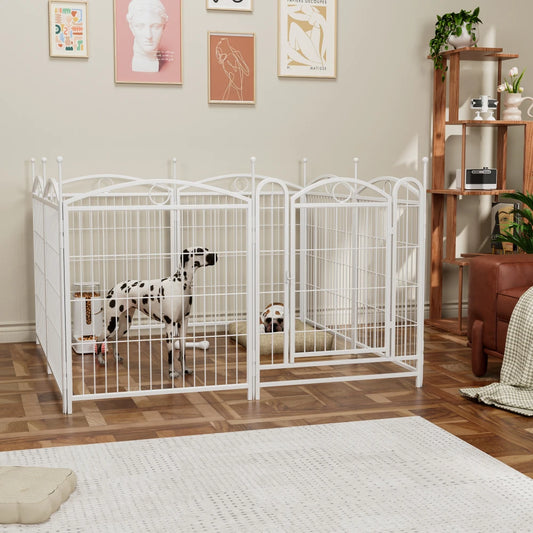 Dog Playpen Indoor 32 inch 8 Panels Metal Dog Pen Pet Dog Fence Outdoor Exercise Pen with Doors, Heavy Duty Dog Fence Puppy Pen