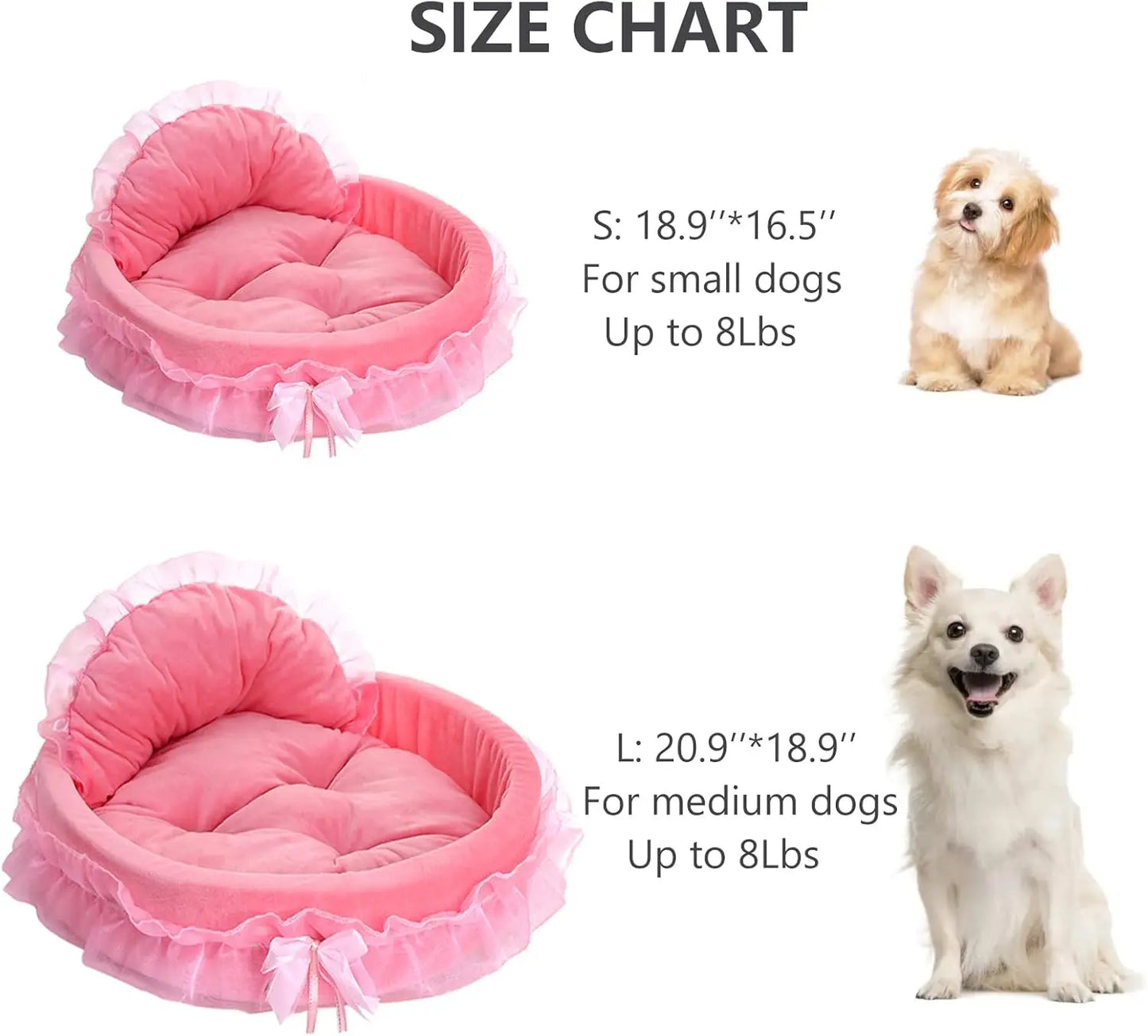 Pink Dog Bed Washable Princess Cat Couch Soft Plush Pet Sofa Nest Mat Snuggle Kitten Puppy Cave Beds Cute Cozy Kitten