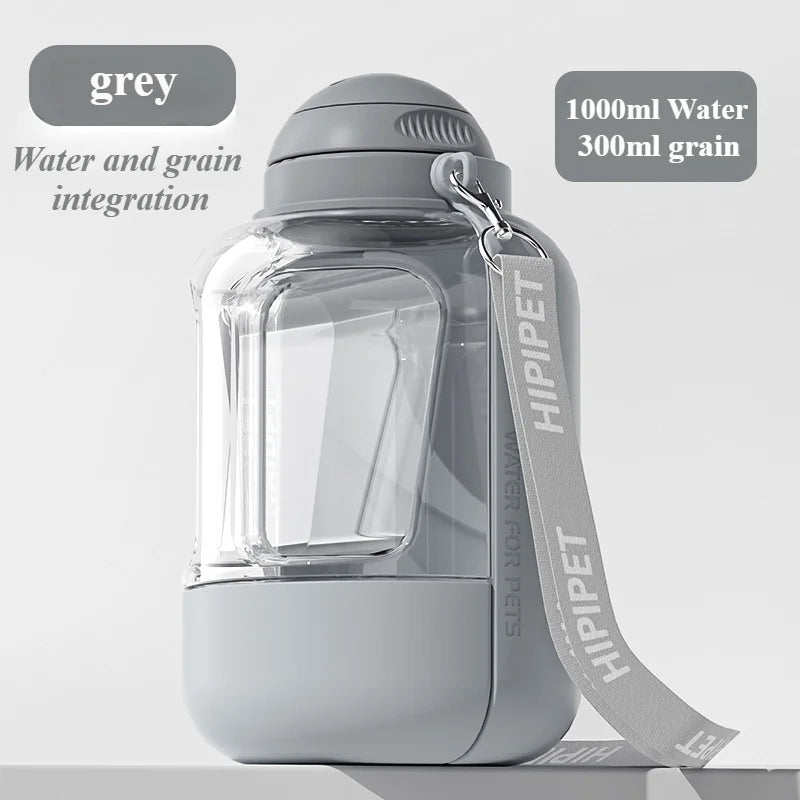 Cats and dogs go out drinking water feeding kettle Large capacity water and food integrated pet supplies