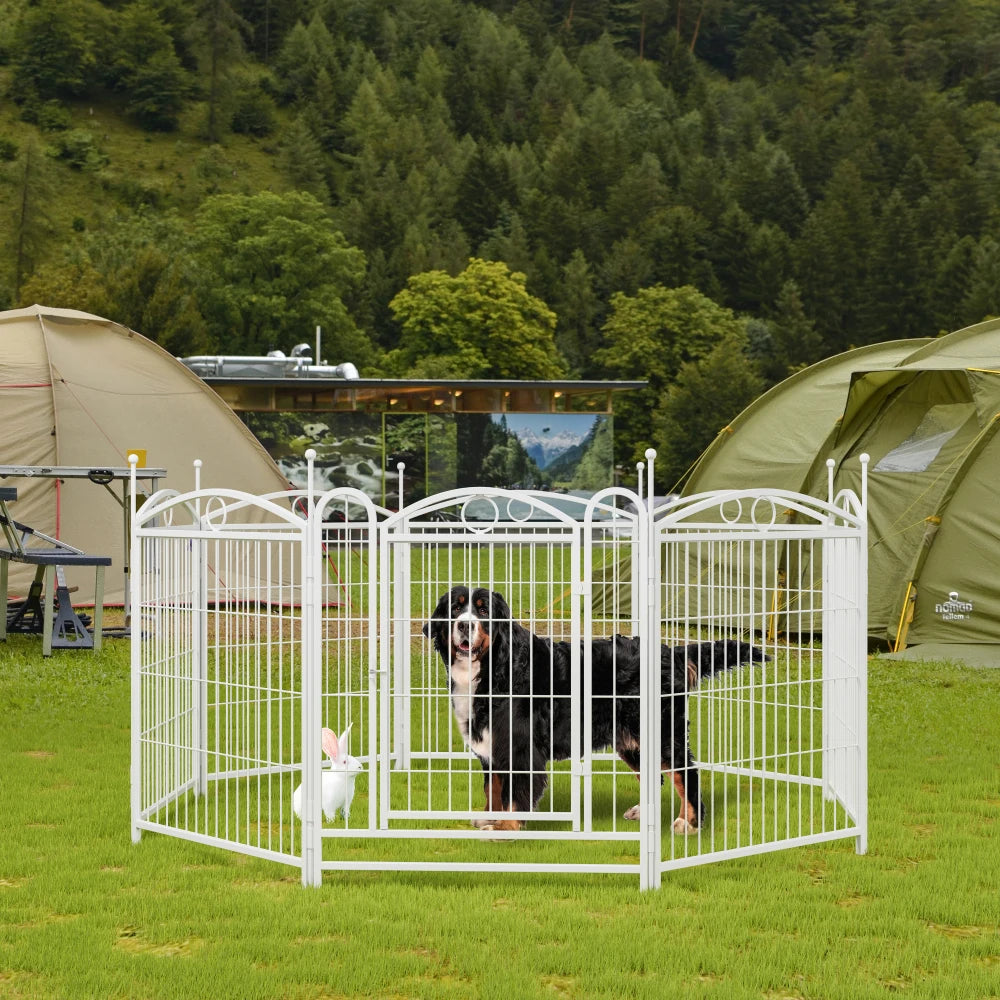 Dog Playpen Indoor 32 inch 8 Panels Metal Dog Pen Pet Dog Fence Outdoor Exercise Pen with Doors, Heavy Duty Dog Fence Puppy Pen