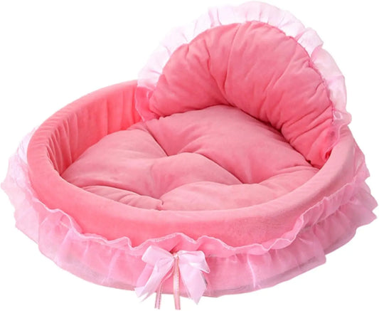 Pink Dog Bed Washable Princess Cat Couch Soft Plush Pet Sofa Nest Mat Snuggle Kitten Puppy Cave Beds Cute Cozy Kitten