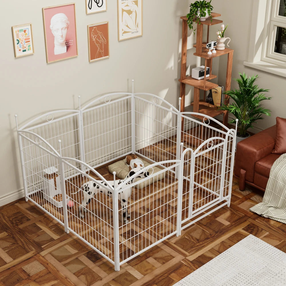 Dog Playpen Indoor 32 inch 8 Panels Metal Dog Pen Pet Dog Fence Outdoor Exercise Pen with Doors, Heavy Duty Dog Fence Puppy Pen